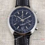 Clone Breitling Transocean Watch Black Chronograph Leather Strap 